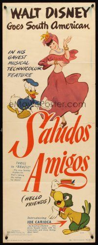 6r677 SALUDOS AMIGOS insert '43 Disney, Brazilian Joe Carioca, Donald Duck!