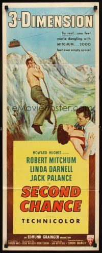 6r686 SECOND CHANCE insert '53 3-D, cool art of barechested Robert Mitchum & Linda Darnell!