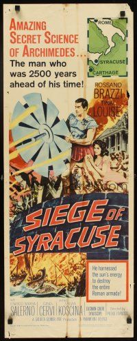6r701 SIEGE OF SYRACUSE insert '62 Rossano Brazzi, Tina Louise, the amazing story of Archimedes!