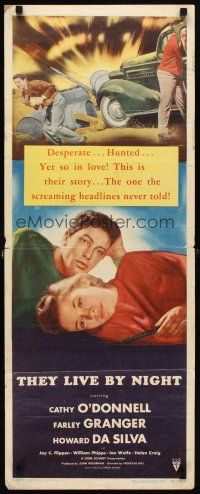 6r740 THEY LIVE BY NIGHT insert '48 Nicholas Ray noir classic, Farley Granger, Cathy O'Donnell!