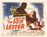 6s002 13th LETTER TC '51 Otto Preminger, Linda Darnell, a strange kind of killer is loose!
