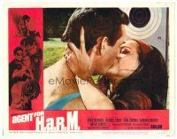 6s133 AGENT FOR H.A.R.M. LC #4 '66 c/u of Mark Richman kissing sexy Barbara Bouchet!