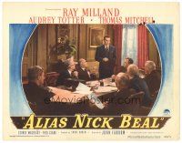 6s138 ALIAS NICK BEAL LC #7 '49 Ray Milland talks to Thomas Mitchell & men at business meeting!