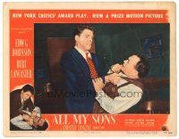 6s141 ALL MY SONS LC #3 '48 close up of Burt Lancaster choking his dad Edward G. Robinson!