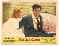 6s180 BIG CLOCK LC #6 '48 close up of pretty Rita Johnson & rumpled Ray Milland on couch!
