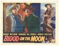 6s196 BLOOD ON THE MOON LC #6 '49 cowboy Robert Mitchum & Robert Preston, directed by Robert Wise!