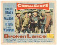 6s221 BROKEN LANCE LC #3 '54 Robert Wagner, Richard Widmark & men watch Spencer Tracy get tough!