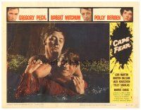6s246 CAPE FEAR LC #7 '62 Gregory Peck fighting Robert Mitchum at the climax of the movie!