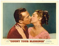 6s285 COUNT YOUR BLESSINGS LC #5 '59 Rossano Brazzi kissing Deborah Kerr on their wedding night!