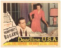 6s310 DEADLINE-U.S.A. LC #8 '52 Kim Hunter glares at Humphrey Bogart, best journalism movie ever!