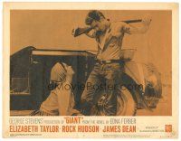 6s415 GIANT LC #6 R63 Elizabeth Taylor looks up at James Dean with rifle on his shoulders!
