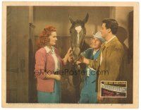 6s471 HOMESTRETCH LC #2 '47 c/u of Cornel Wilde, Maureen O'Hara & James Gleason with race horse!