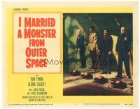 6s484 I MARRIED A MONSTER FROM OUTER SPACE LC #7 '58 cool c/u of 4 men levitating over machines!