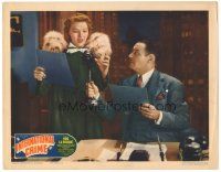 6s500 INTERNATIONAL CRIME LC '38 man at desk helps Astrid Allwyn sing into microphone!