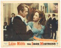 6s503 IRON MISTRESS LC #3 '52 Alan Ladd as Jim Bowie grabs sexy Virginia Mayo at fancy party!