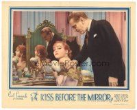6s541 KISS BEFORE THE MIRROR LC '33 Frank Morgan grabs pretty Nancy Carroll sitting at vanity!