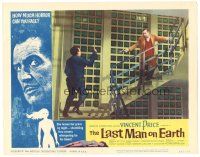 6s553 LAST MAN ON EARTH LC #3 '64 AIP horror, Vincent Price being chased by man on stairs!