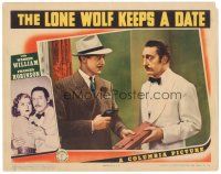 6s572 LONE WOLF KEEPS A DATE LC '41 Lester Matthews takes package from Warren William at gunpoint!