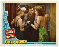 6s579 LUCKY DEVILS LC '40 Richard Arlen between two sexy showgirls about to duke it out!