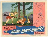 6s588 MAKE MINE MUSIC LC '46 Disney, wacky cartoon image of girl pointing gun at guy in love w/her