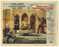 6s594 MAN OF A THOUSAND FACES LC #5 '57 James Cagney as Lon Chaney Sr. as hunchback Quasimodo!