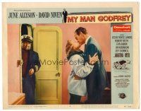 6s637 MY MAN GODFREY LC #5 '57 close up of June Allyson kissing butler David Niven!