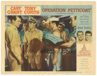 6s676 OPERATION PETTICOAT LC #3 '59 Tony Curtis & sailors look at Cary Grant in submarine!