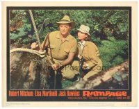 6s726 RAMPAGE LC #8 '63 Robert Mitchum & Elsa Martinelli with rifle in the African jungle!