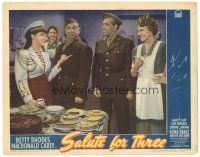 6s753 SALUTE FOR THREE LC #8 '43 sexy Dona Drake with soldiers Cliff Edwards & Marty May!