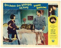 6s835 STRANGE BEDFELLOWS LC #3 '65 Gina Lollobrigida & Rock Hudson love to fight but not at night!