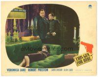 6s871 THIS GUN FOR HIRE LC '42 Laird Cregar looks at Veronica Lake bound & gagged on couch!