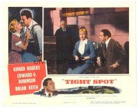 6s888 TIGHT SPOT LC '55 Edward G Robinson looks at pretty Ginger Rogers in courtroom!