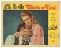 6s908 TOUCH OF EVIL LC #2 '58 best close up of Charlton Heston & Janet Leigh, Orson Welles classic