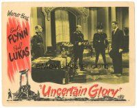 6s928 UNCERTAIN GLORY LC '44 Errol Flynn standing with three Nazi officers, Raoul Walsh WWII!
