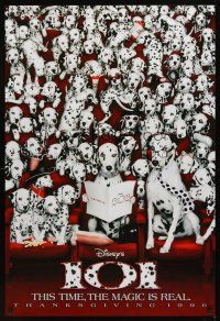 6x001 101 DALMATIANS teaser 1sh '96 Walt Disney live action, image of dogs in theater!