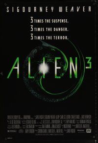 6x029 ALIEN 3 1sh '92 Sigourney Weaver, 3 times the danger, 3 times the terror!