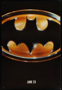 6x065 BATMAN matte style teaser 1sh '89 directed by Tim Burton, cool image of Bat logo!