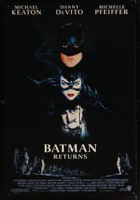 6x068 BATMAN RETURNS 1sh '92 cool image of Michael Keaton, Danny DeVito, Michelle Pfeiffer!