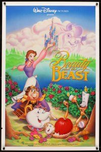 6x074 BEAUTY & THE BEAST DS cast style 1sh '91 Walt Disney cartoon classic, cool art of cast!