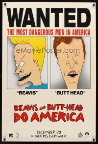 6x076 BEAVIS & BUTT-HEAD DO AMERICA teaser 1sh '96 Mike Judge, most dangerous men in America!