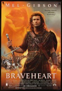 6x108 BRAVEHEART video 1sh '95 cool image of Mel Gibson as William Wallace!