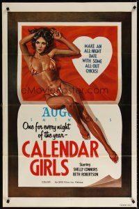 6x121 CALENDAR GIRLS 1sh '70s Shelly Connors & Beth Robertson on an all-night date!