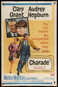 6x130 CHARADE 1sh '63 tough Cary Grant & sexy Audrey Hepburn!