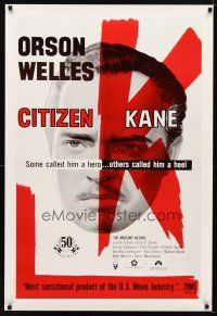 6x139 CITIZEN KANE 1sh R91 some called Orson Welles a hero, others called him a heel!