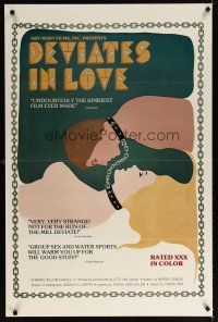 6x195 DEVIATES IN LOVE 1sh '70s wild art of masochist lovers chained together by collars!