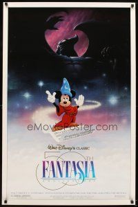 6x257 FANTASIA DS 1sh R90 great image of magical Mickey Mouse, Disney musical cartoon classic!