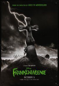 6x286 FRANKENWEENIE teaser DS 1sh '12 Tim Burton, horror image of wacky graveyard!
