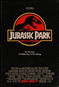 6x419 JURASSIC PARK advance DS 1sh '93 Steven Spielberg, Richard Attenborough re-creates dinosaurs!