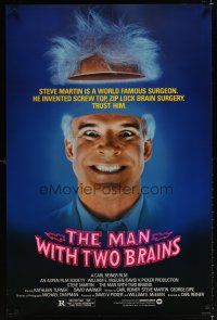 6x491 MAN WITH TWO BRAINS 1sh '83 wacky world famous surgeon Steve Martin performs brain surgery!