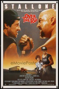 6x542 OVER THE TOP 1sh '87 trucker Sylvester Stallone armwrestling giant guy & with son!